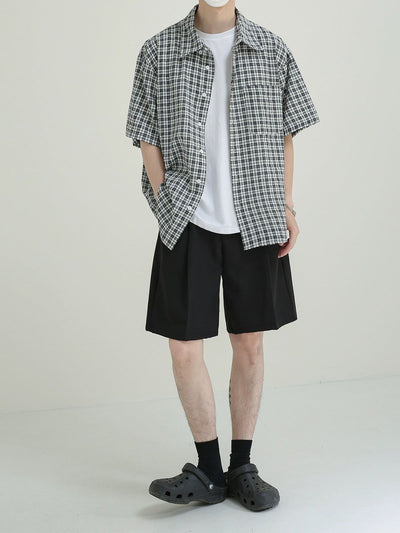 Zhou Pleated Crisp Suit Shorts-korean-fashion-Shorts-Zhou's Closet-OH Garments