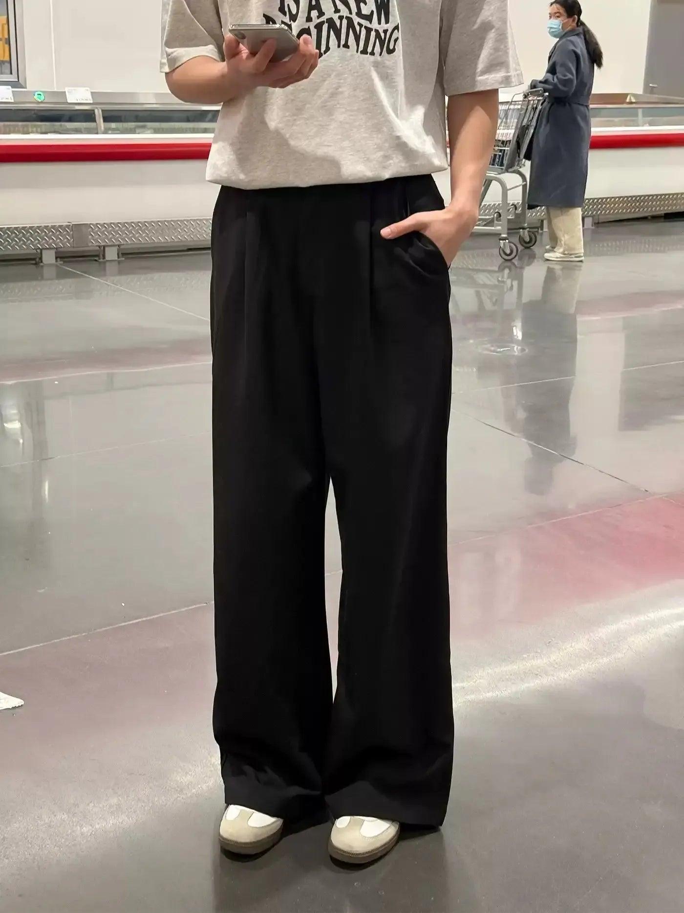 Zhou Pleated Drapy Straigh Pants-korean-fashion-Pants-Zhou's Closet-OH Garments