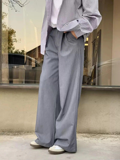 Zhou Pleated Drapy Straigh Pants-korean-fashion-Pants-Zhou's Closet-OH Garments