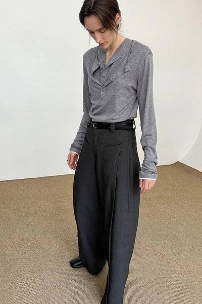 Zhou Pleated High Waist Trousers-korean-fashion-Trousers-Zhou's Closet-OH Garments