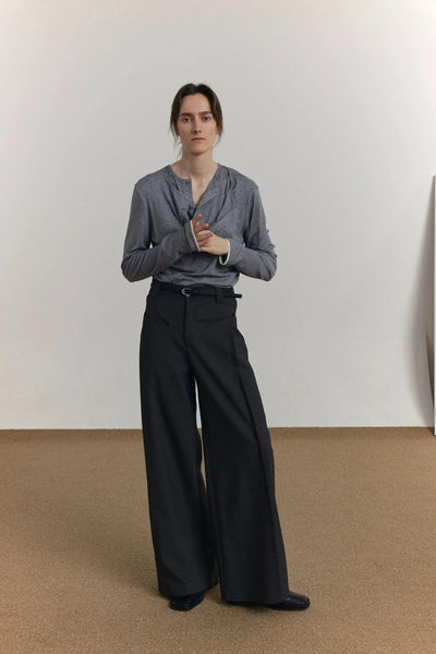 Zhou Pleated High Waist Trousers-korean-fashion-Trousers-Zhou's Closet-OH Garments