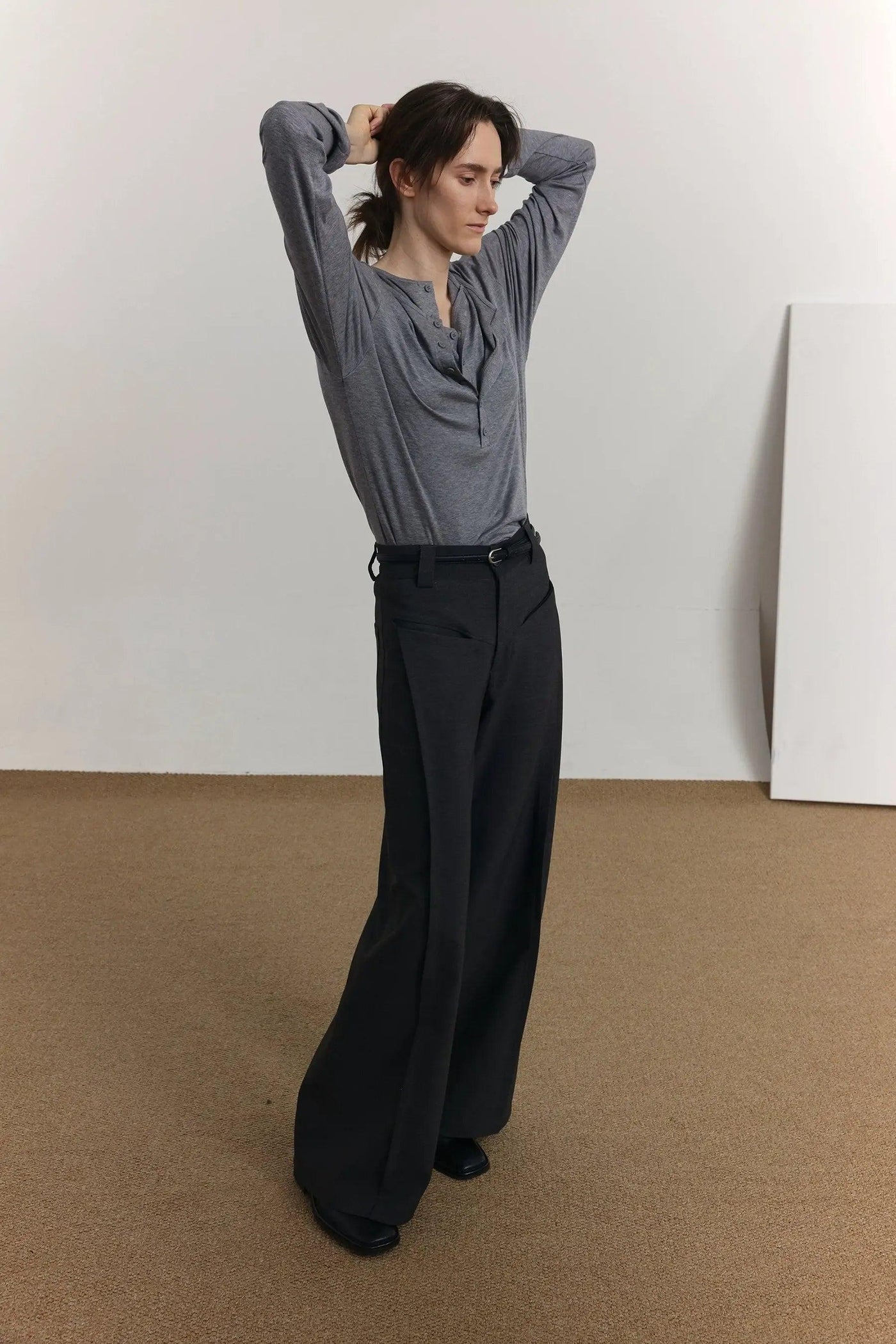 Zhou Pleated High Waist Trousers-korean-fashion-Trousers-Zhou's Closet-OH Garments