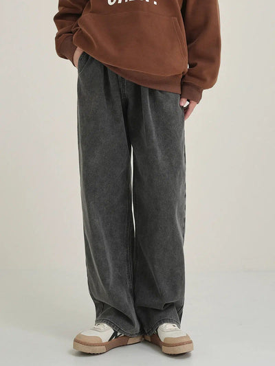 Zhou Pleated Loose Jeans-korean-fashion-Jeans-Zhou's Closet-OH Garments