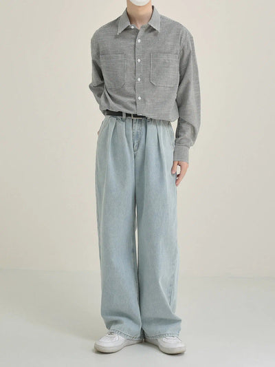 Zhou Pleated Loose Jeans-korean-fashion-Jeans-Zhou's Closet-OH Garments