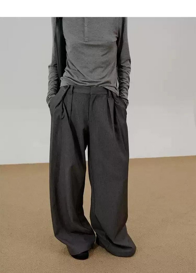 Zhou Pleated Loose Trousers-korean-fashion-Trousers-Zhou's Closet-OH Garments