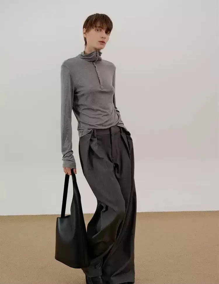 Zhou Pleated Loose Trousers-korean-fashion-Trousers-Zhou's Closet-OH Garments