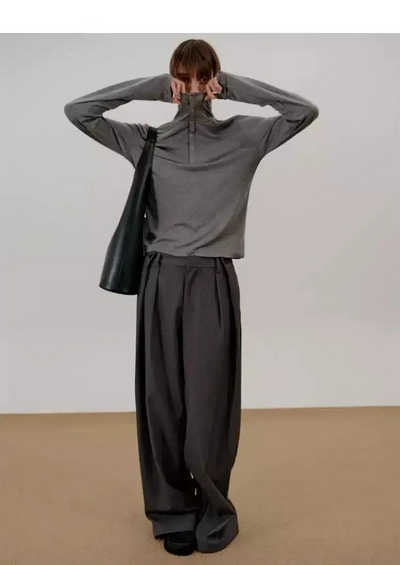 Zhou Pleated Loose Trousers-korean-fashion-Trousers-Zhou's Closet-OH Garments
