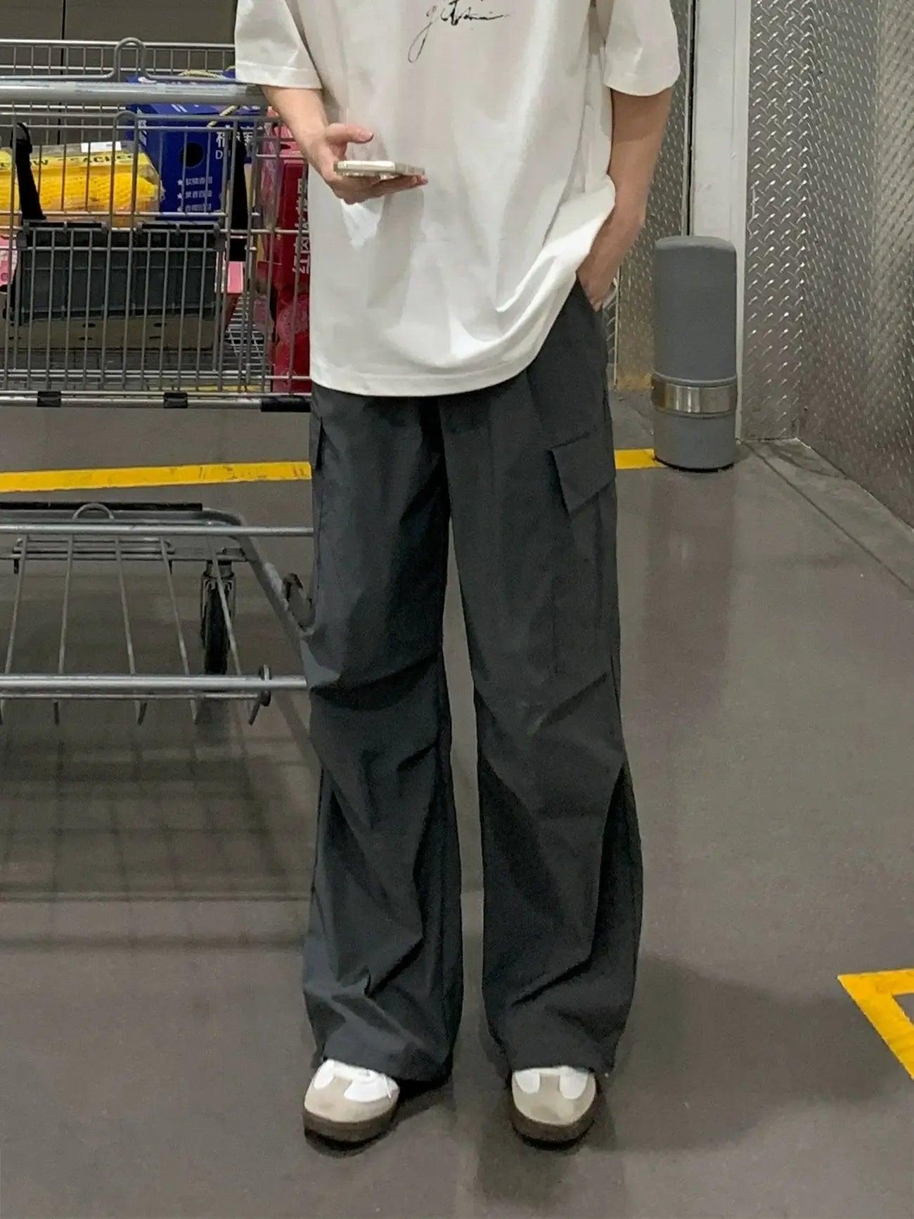 Zhou Pleated Wide Leg Cargo Pants-korean-fashion-Pants-Zhou's Closet-OH Garments
