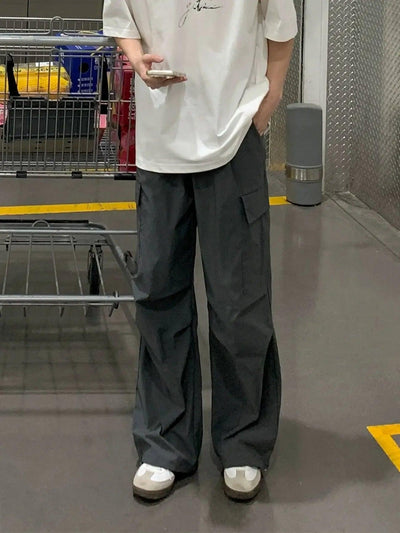 Zhou Pleated Wide Leg Cargo Pants-korean-fashion-Pants-Zhou's Closet-OH Garments