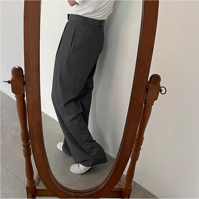 Zhou Plicated Detail Wide Leg Trousers-korean-fashion-Pants-Zhou's Closet-OH Garments