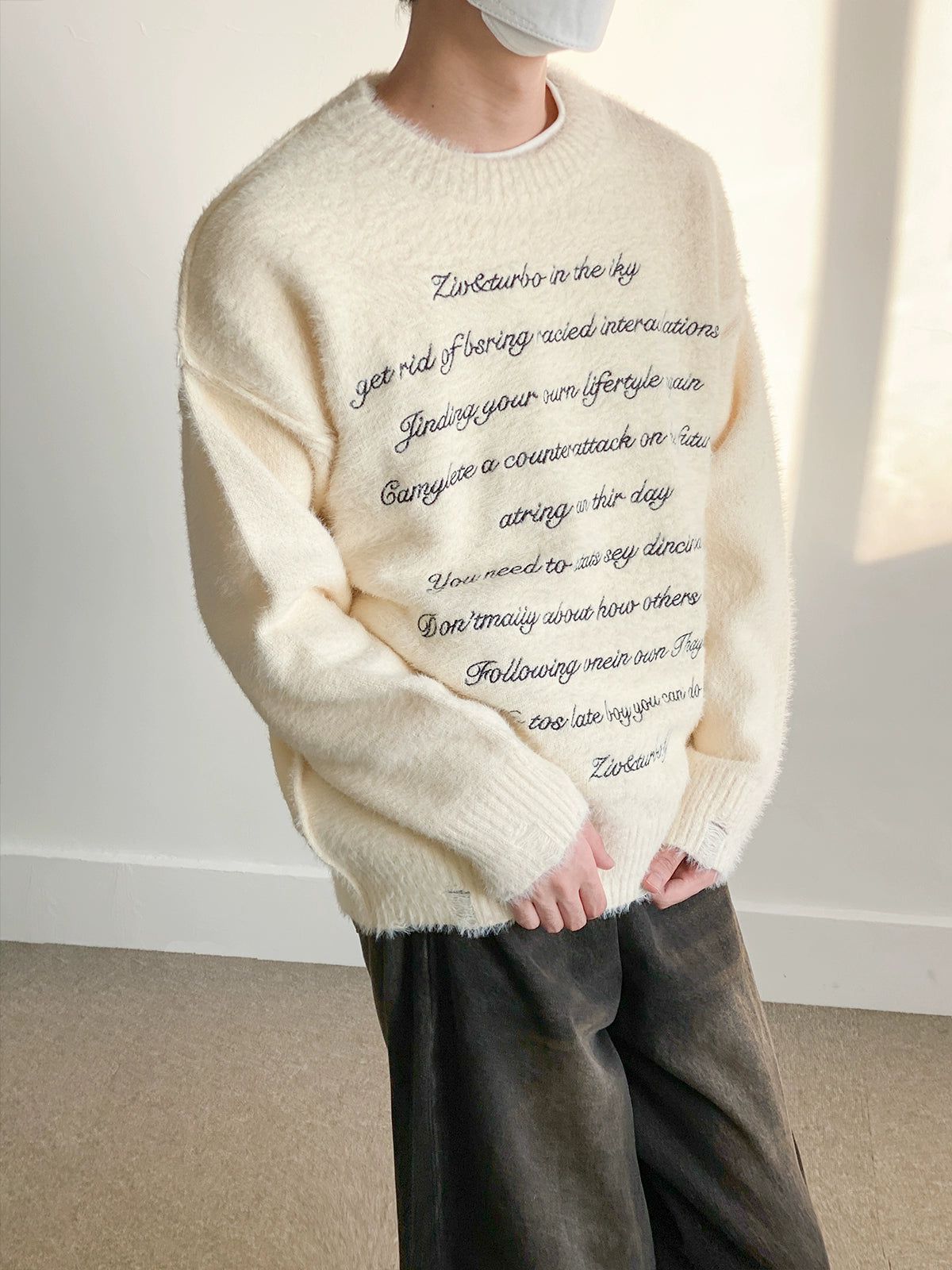 Zhou Plushy Lettered Sweater-korean-fashion-Sweater-Zhou's Closet-OH Garments