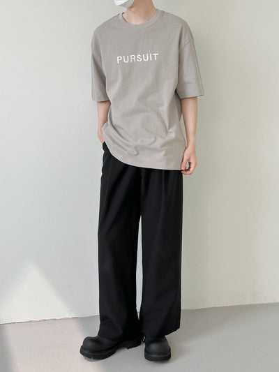 Zhou Pursuit Text Regular Fit T-Shirt-korean-fashion-T-Shirt-Zhou's Closet-OH Garments