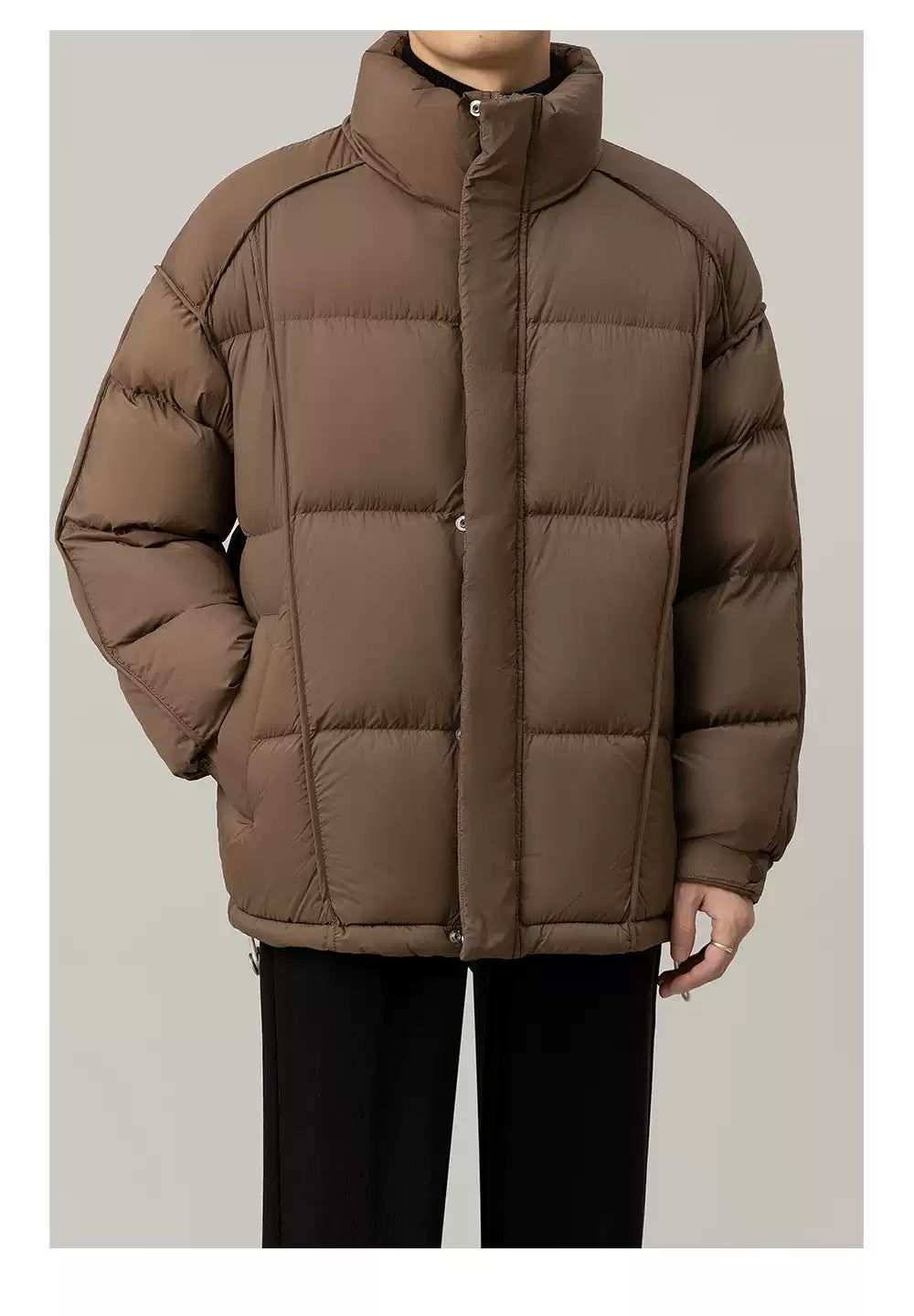 Zhou Quilted Stand Collar Down Jacket-korean-fashion-Jacket-Zhou's Closet-OH Garments