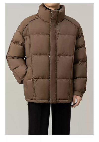 Zhou Quilted Stand Collar Down Jacket-korean-fashion-Jacket-Zhou's Closet-OH Garments