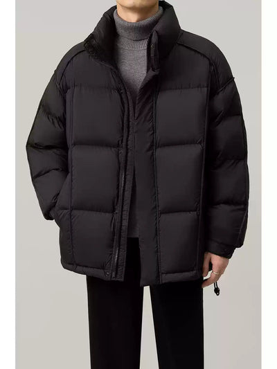 Zhou Quilted Stand Collar Down Jacket-korean-fashion-Jacket-Zhou's Closet-OH Garments