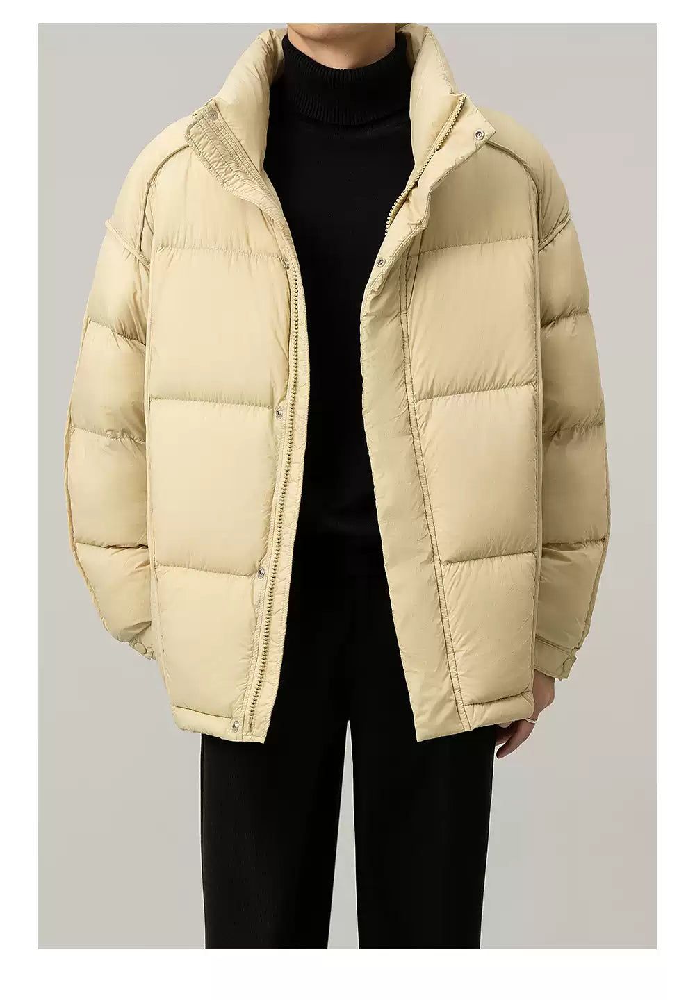 Zhou Quilted Stand Collar Down Jacket-korean-fashion-Jacket-Zhou's Closet-OH Garments