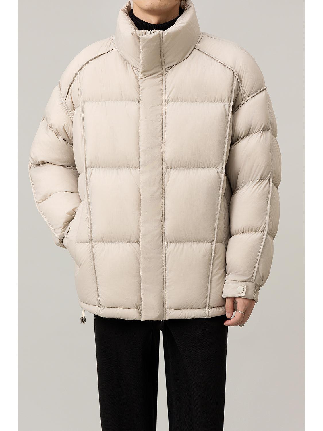 Zhou Quilted Stand Collar Down Jacket-korean-fashion-Jacket-Zhou's Closet-OH Garments