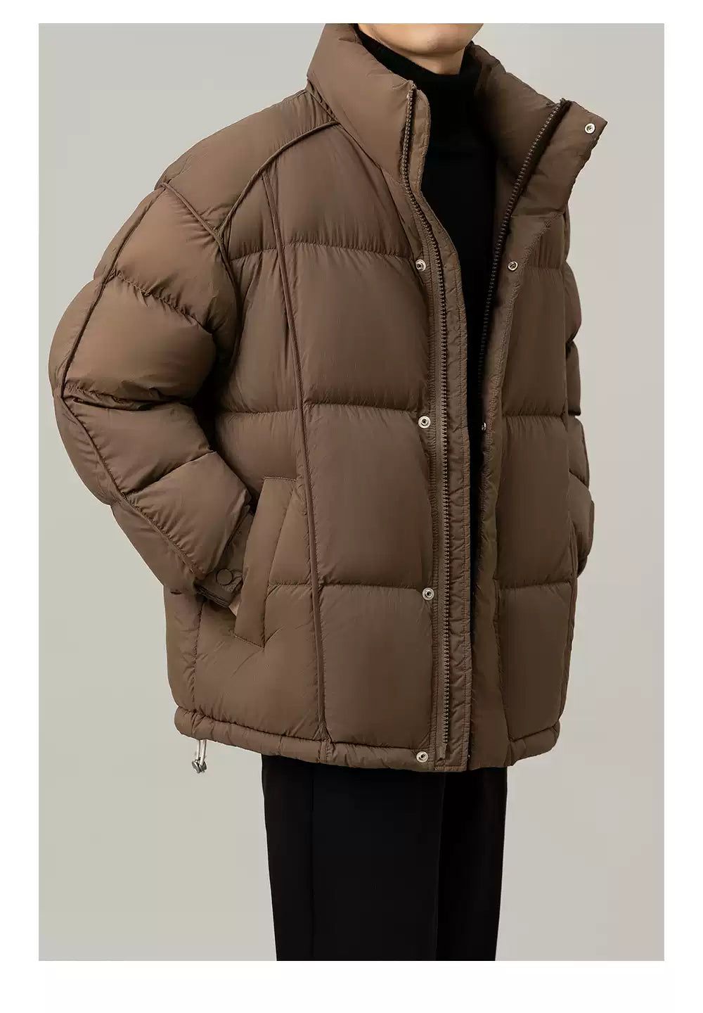 Zhou Quilted Stand Collar Down Jacket-korean-fashion-Jacket-Zhou's Closet-OH Garments