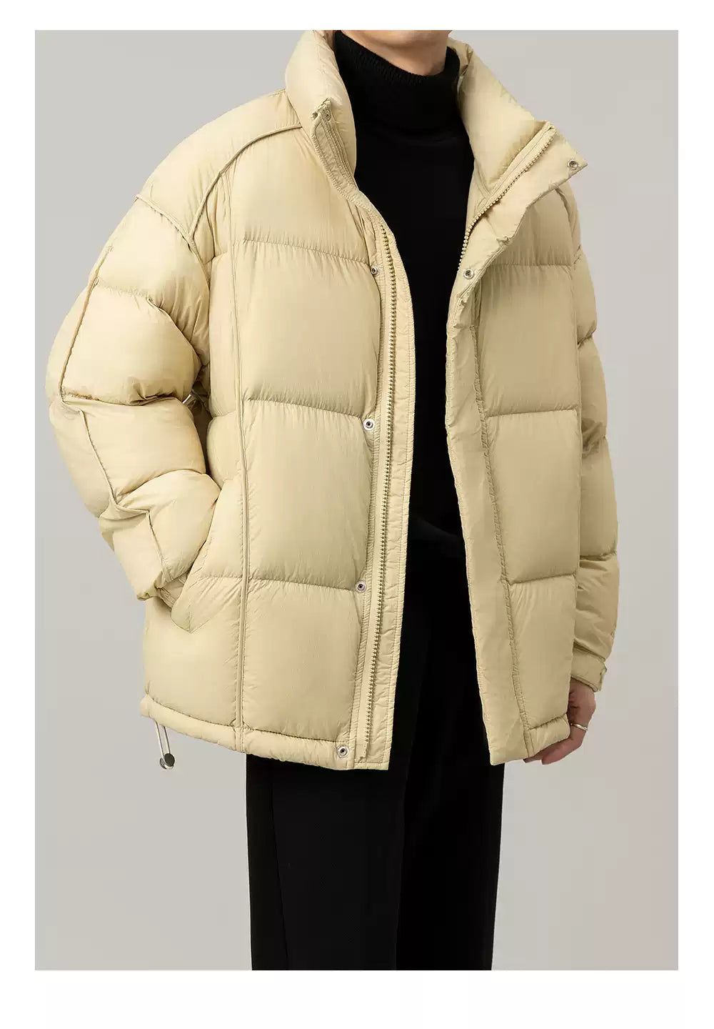 Zhou Quilted Stand Collar Down Jacket-korean-fashion-Jacket-Zhou's Closet-OH Garments