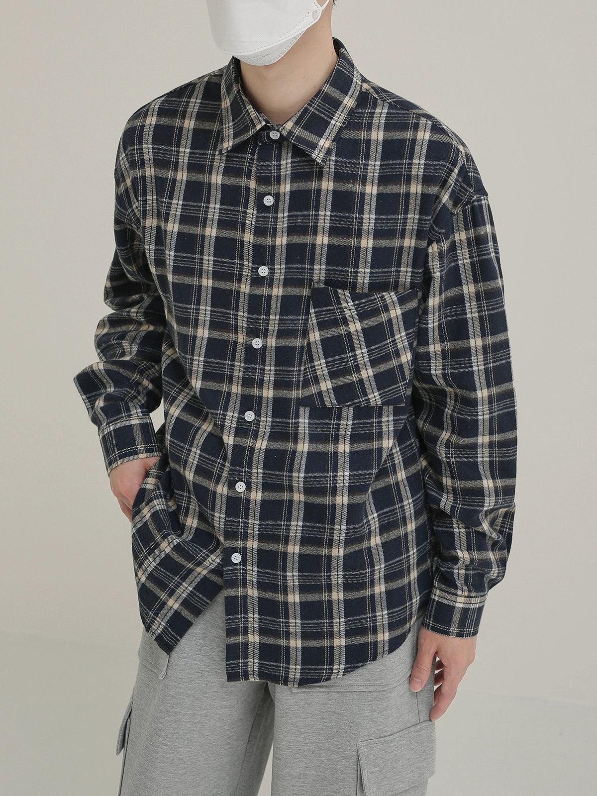 Zhou Regular Fit Plaid Shirt-korean-fashion-Shirt-Zhou's Closet-OH Garments