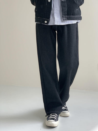 Zhou Regular Fit Stitched Outline Denim jacket & Comfty Jeans Set-korean-fashion-Clothing Set-Zhou's Closet-OH Garments