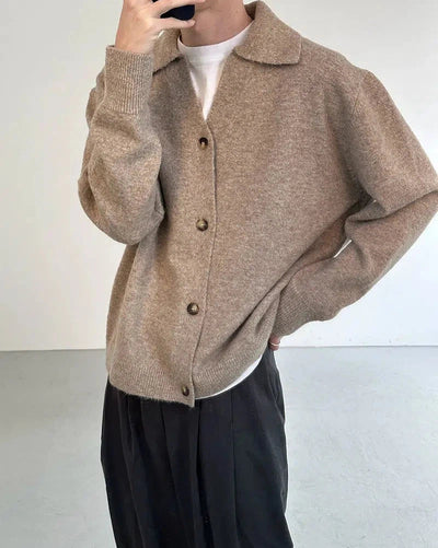Zhou Relaxed Casual Buttoned Knit Jacket-korean-fashion-Jacket-Zhou's Closet-OH Garments