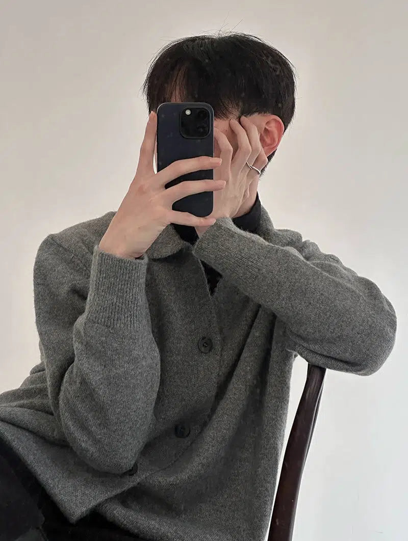 Zhou Relaxed Casual Buttoned Knit Jacket-korean-fashion-Jacket-Zhou's Closet-OH Garments