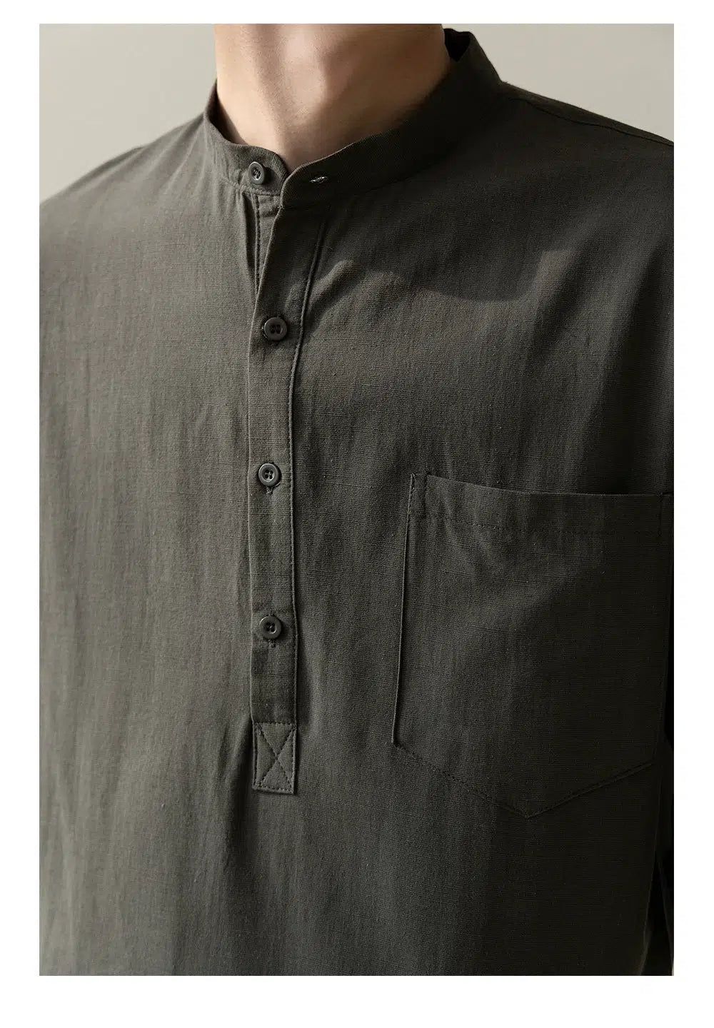 Zhou Relaxed Fit Half-Buttons Shirt-korean-fashion-Shirt-Zhou's Closet-OH Garments