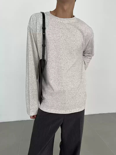 Zhou Relaxed Fit Textured Long Sleeve T-Shirt-korean-fashion-T-Shirt-Zhou's Closet-OH Garments