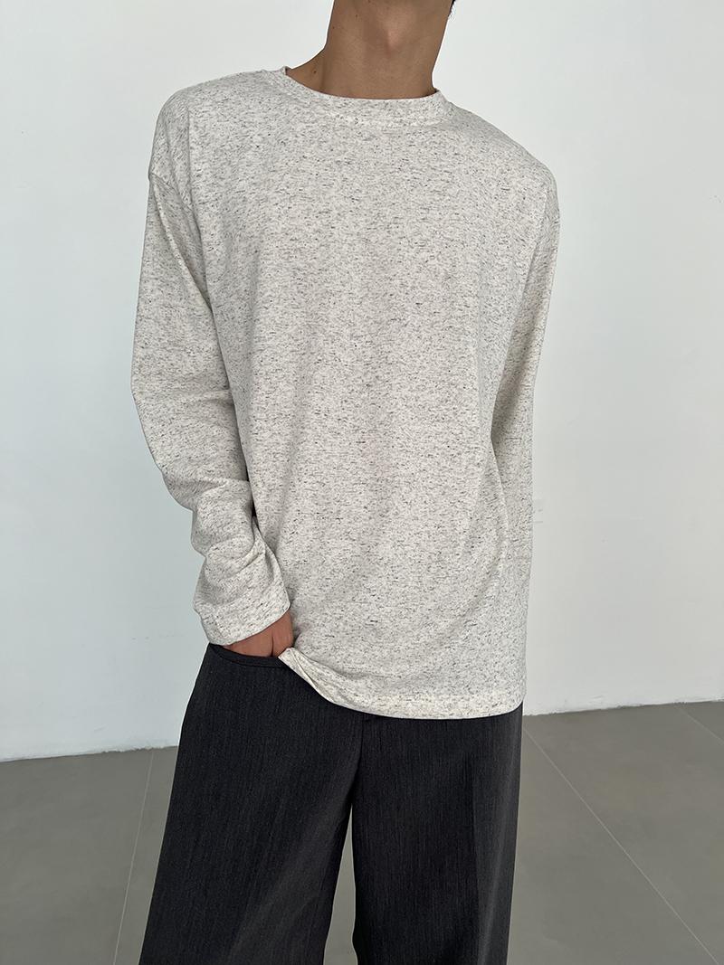 Zhou Relaxed Fit Textured Long Sleeve T-Shirt-korean-fashion-T-Shirt-Zhou's Closet-OH Garments