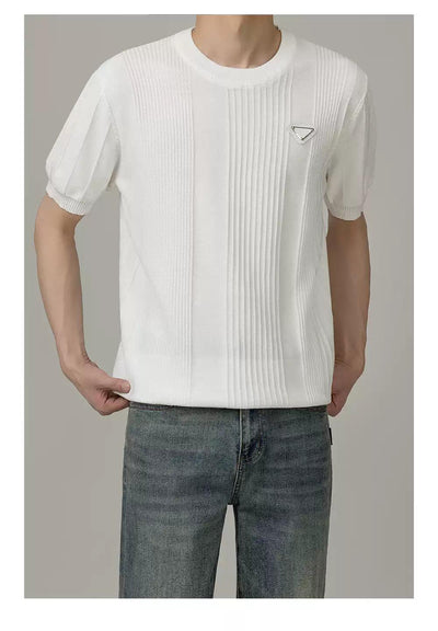 Zhou Rib Textured Knit T-Shirt-korean-fashion-T-Shirt-Zhou's Closet-OH Garments