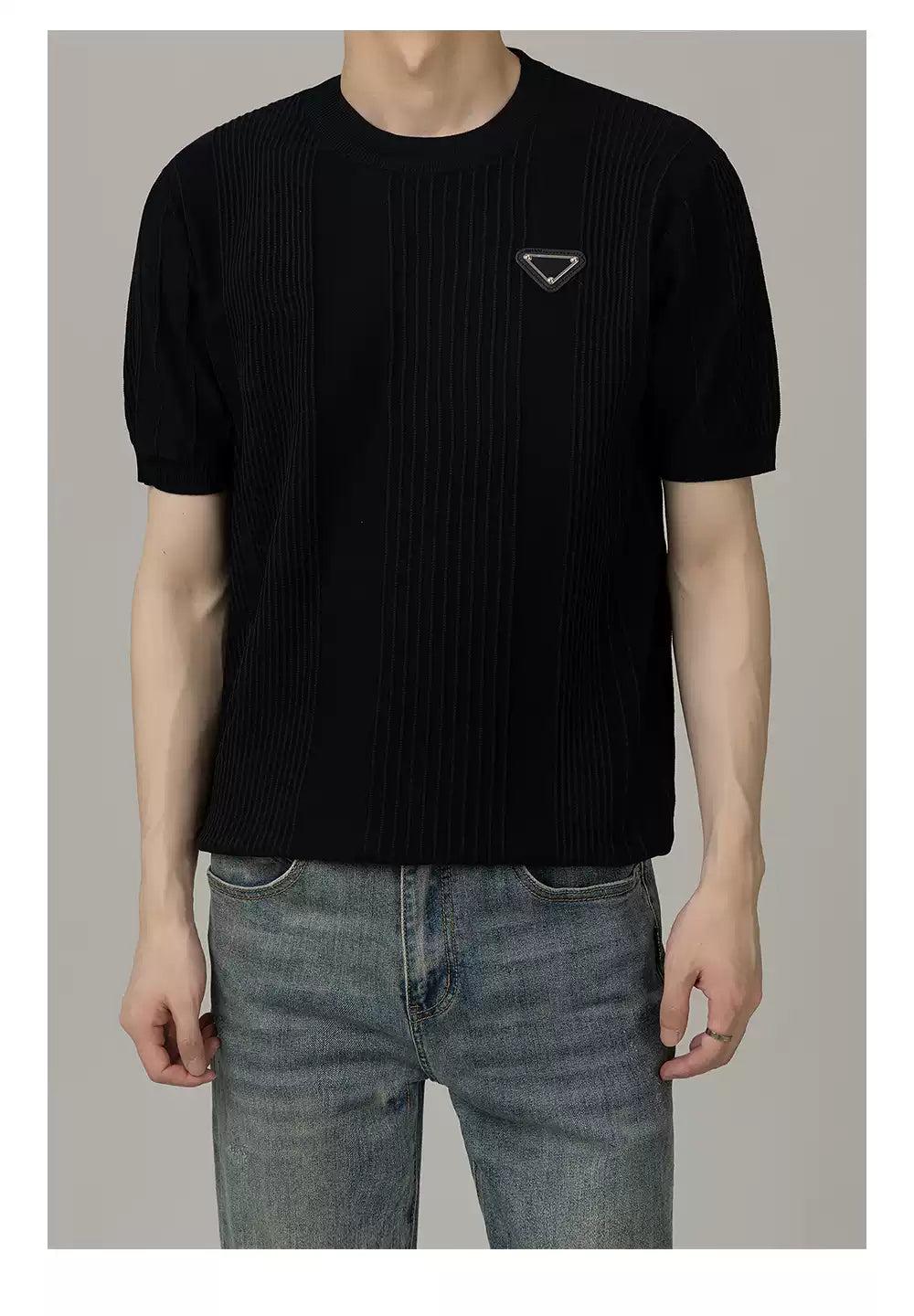 Zhou Rib Textured Knit T-Shirt-korean-fashion-T-Shirt-Zhou's Closet-OH Garments