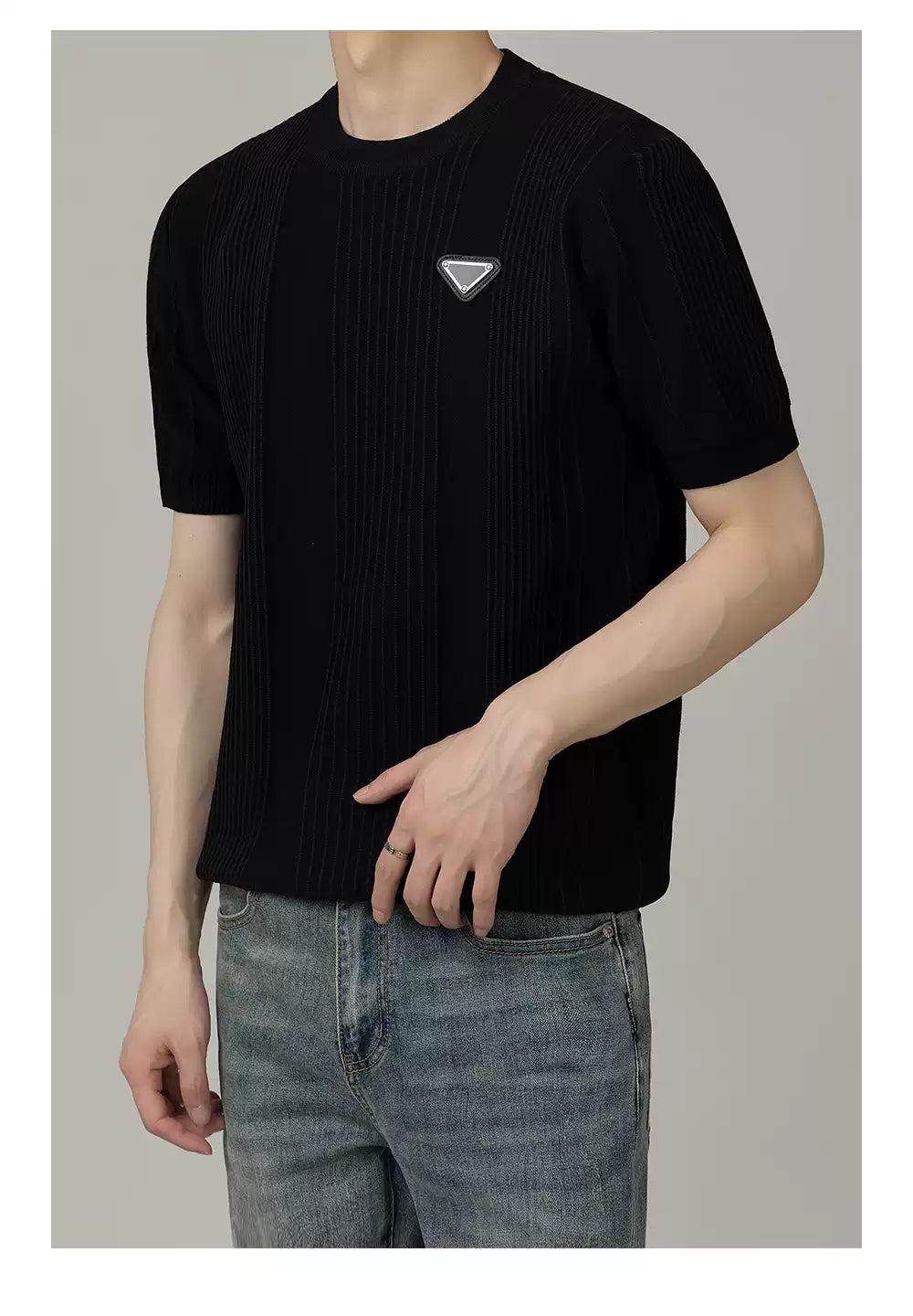 Zhou Rib Textured Knit T-Shirt-korean-fashion-T-Shirt-Zhou's Closet-OH Garments