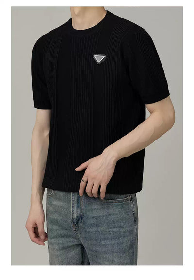 Zhou Rib Textured Knit T-Shirt-korean-fashion-T-Shirt-Zhou's Closet-OH Garments
