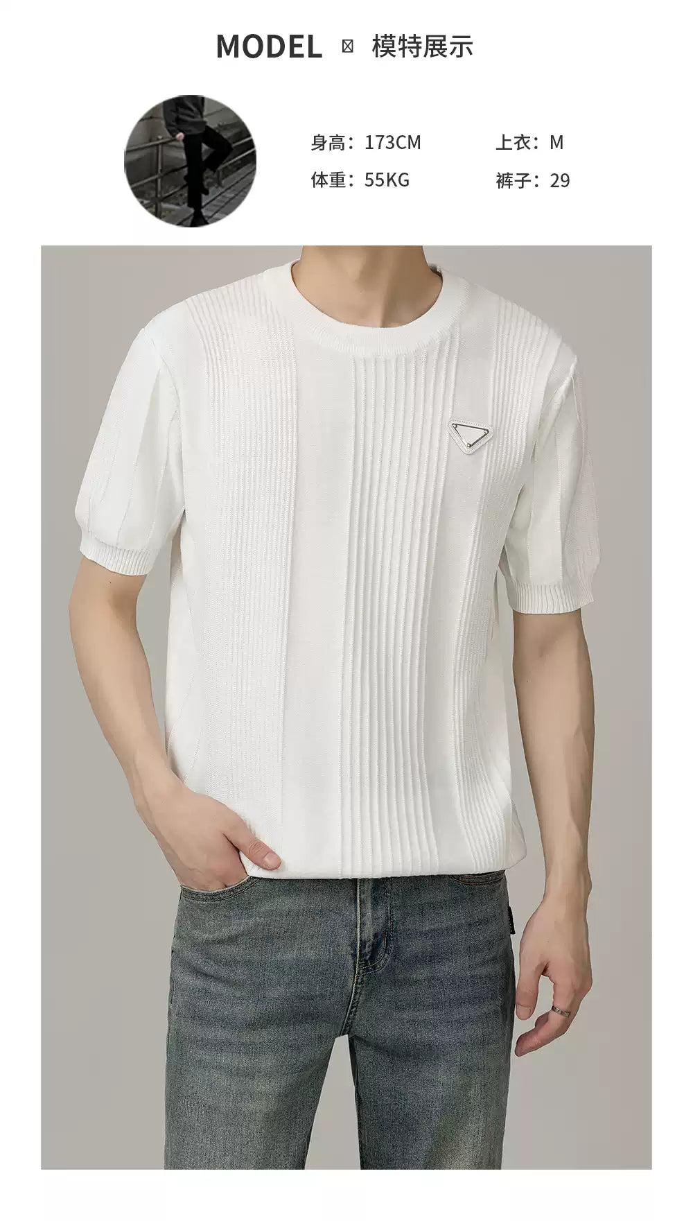 Zhou Rib Textured Knit T-Shirt-korean-fashion-T-Shirt-Zhou's Closet-OH Garments