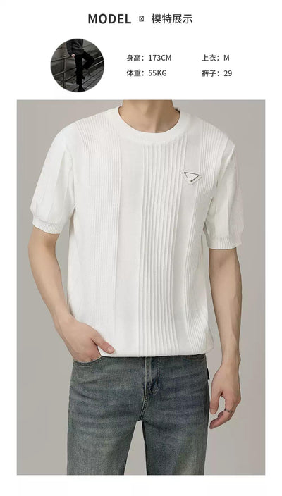 Zhou Rib Textured Knit T-Shirt-korean-fashion-T-Shirt-Zhou's Closet-OH Garments
