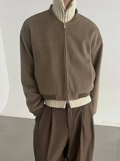 Zhou Ribbed Hem Bomber Jacket-korean-fashion-Jacket-Zhou's Closet-OH Garments
