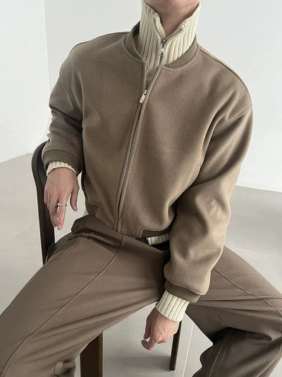 Zhou Ribbed Hem Bomber Jacket-korean-fashion-Jacket-Zhou's Closet-OH Garments