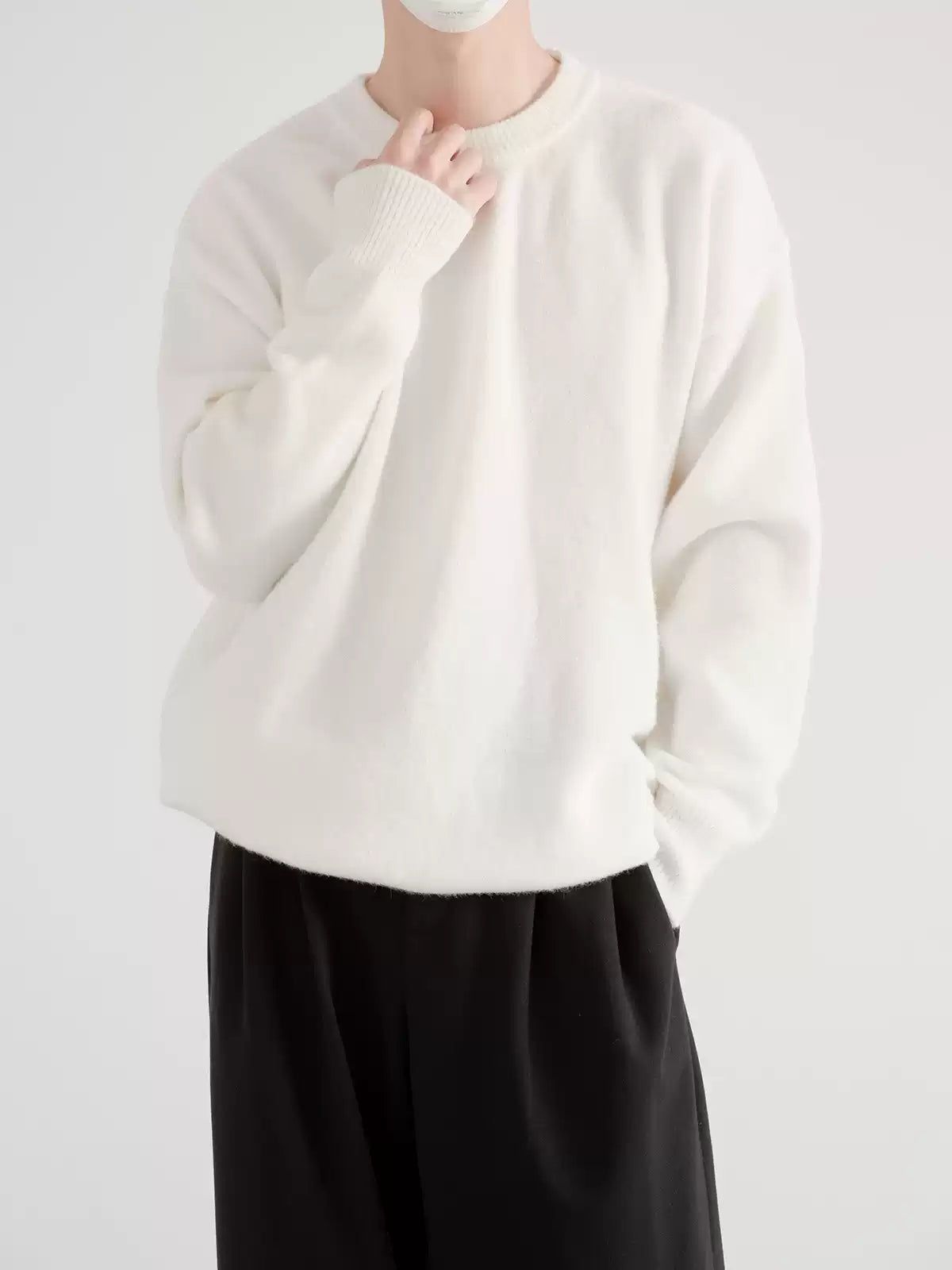 Zhou Ribbed Hem Casual Fit Sweater-korean-fashion-Sweater-Zhou's Closet-OH Garments