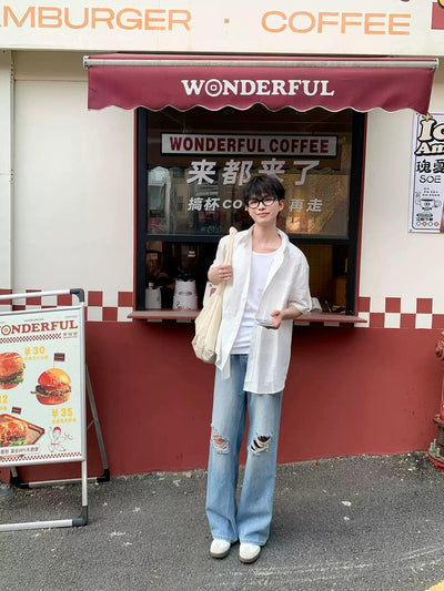 Zhou Ripped Knee Faded Jeans-korean-fashion-Jeans-Zhou's Closet-OH Garments