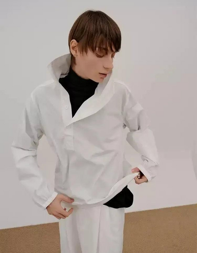 Zhou Roll-Down Collared Shirt-korean-fashion-Shirt-Zhou's Closet-OH Garments