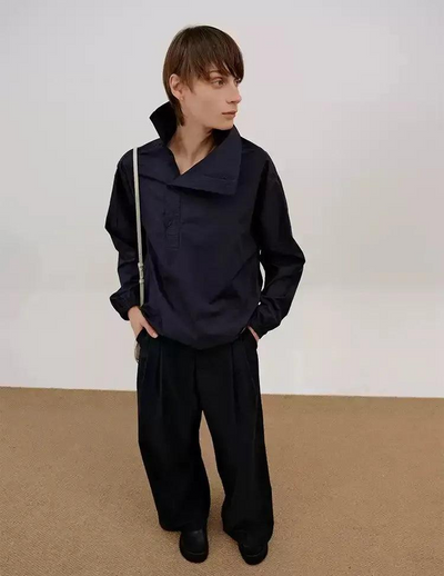 Zhou Roll-Down Collared Shirt-korean-fashion-Shirt-Zhou's Closet-OH Garments