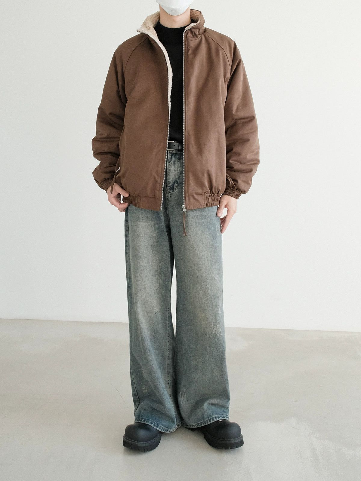 Zhou Ruched Hem Fleece Lined Jacket-korean-fashion-Jacket-Zhou's Closet-OH Garments