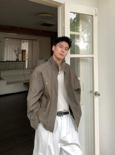 Zhou Ruched Hem Roomy-Fit Jacket-korean-fashion-Jacket-Zhou's Closet-OH Garments