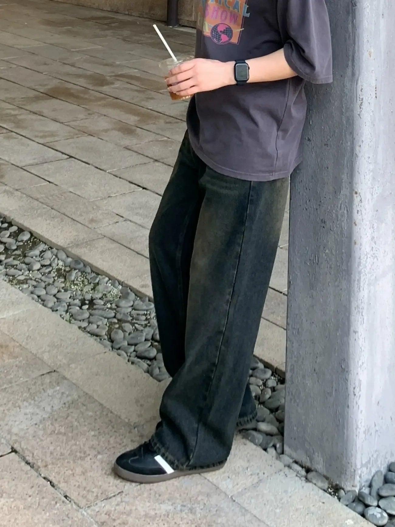 Zhou Rust Faded Straight Leg Jeans-korean-fashion-Jeans-Zhou's Closet-OH Garments