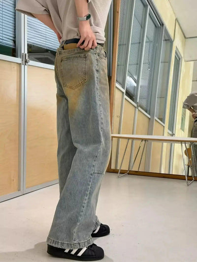 Zhou Rustic Washed Straight Jeans-korean-fashion-Jeans-Zhou's Closet-OH Garments