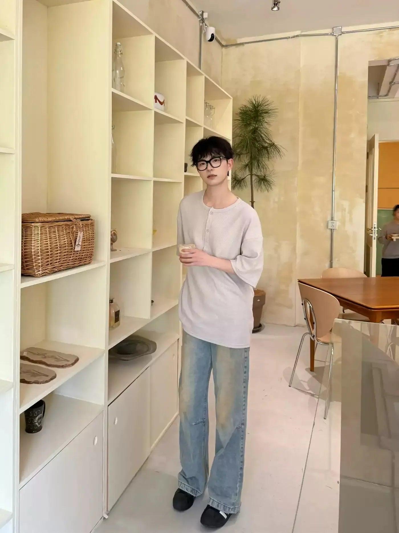 Zhou Rustic Washed Straight Jeans-korean-fashion-Jeans-Zhou's Closet-OH Garments