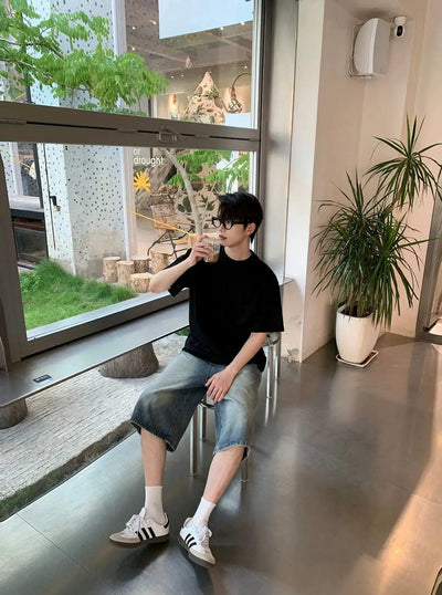 Zhou Seam Details Boxy Fit T-Shirt-korean-fashion-T-Shirt-Zhou's Closet-OH Garments