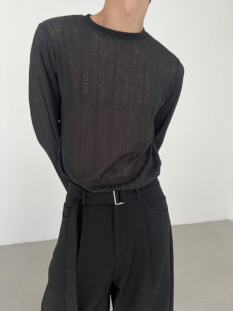 Zhou See-Through Slim Fit T-Shirt-korean-fashion-T-Shirt-Zhou's Closet-OH Garments