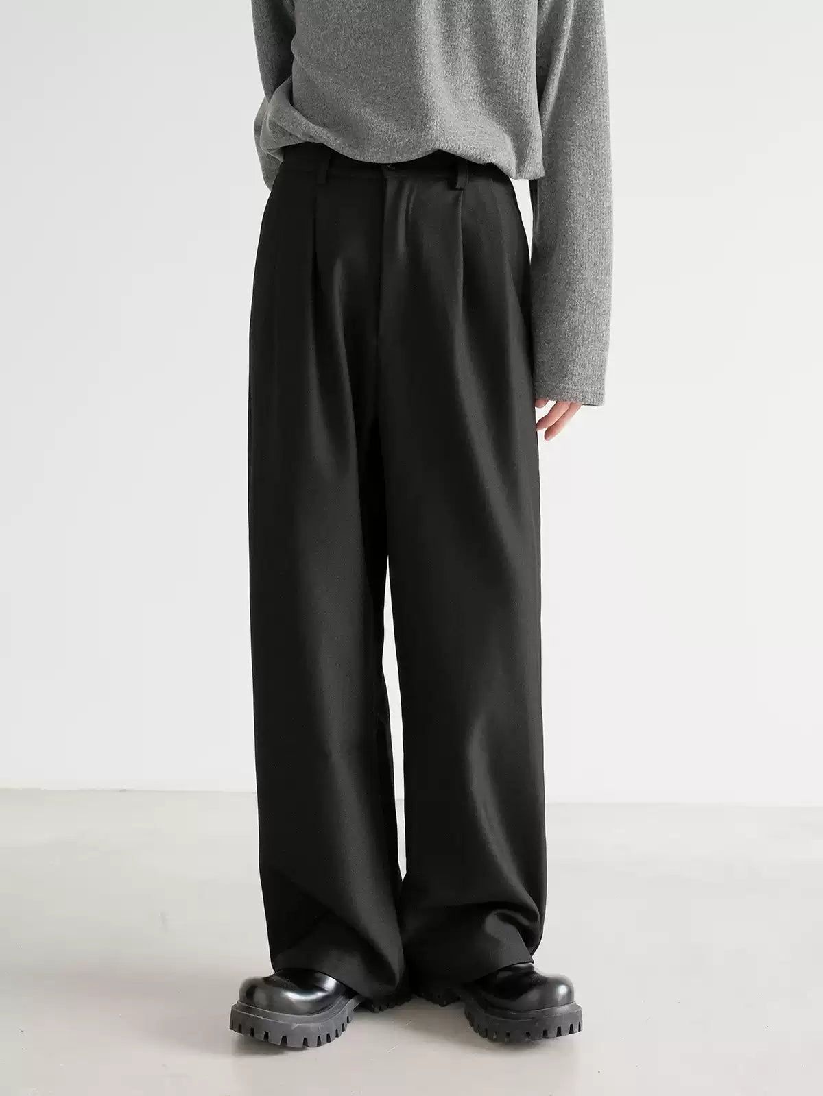 Zhou Semi-Elastic Waist Casual Trousers-korean-fashion-Trousers-Zhou's Closet-OH Garments